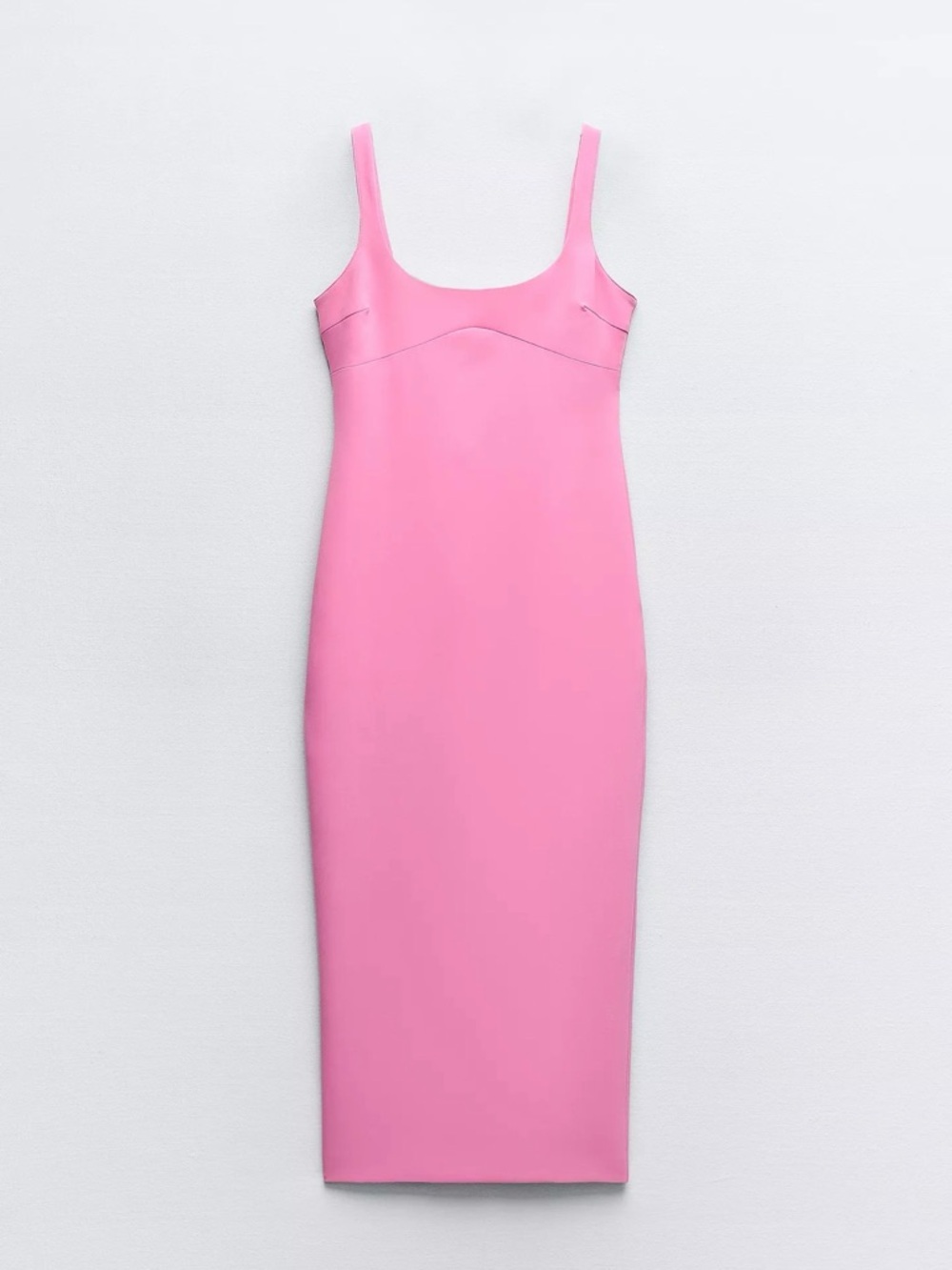 Zara Pink Fitted Midi Dress NWT